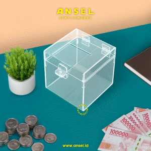 Ansel - Kotak Amal Akrilik - Kotak Tip / Donasi / Saran - 12x12x12 cm