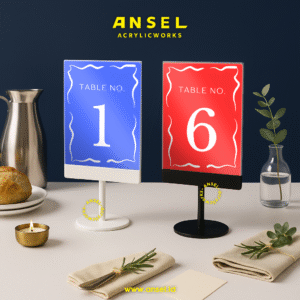 Ansel - Tent Card Akrilik Besi/Tiang A6 Vertikal 10,5x14,8cm /Nomor Meja